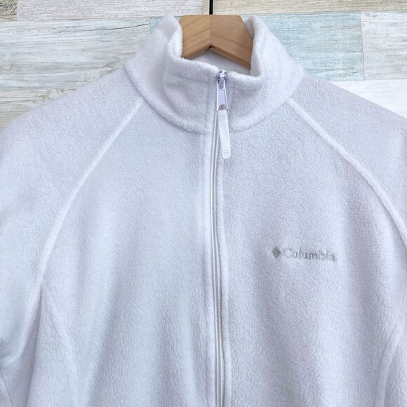 Columbia Benton Springs Fleece Jacket White Full Zip Pockets Womens Small - Picture 2 of 7